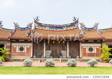Building view of the Huangxi Academy (Wenchang Temple) in Taichung, Taiwan. The temple worshiped Wenchang Dijun. 120413848
