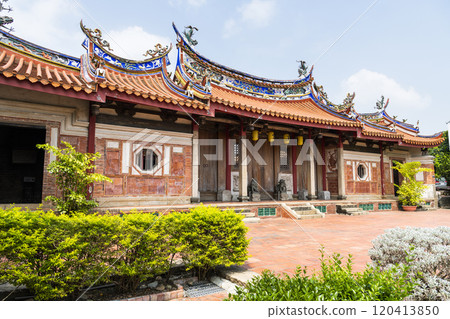 Building view of the Huangxi Academy (Wenchang Temple) in Taichung, Taiwan. The temple worshiped Wenchang Dijun. 120413850