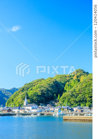 Catholic Sakitsu Church and the townscape in early autumn, Amakusa City, Kumamoto Prefecture 120414056