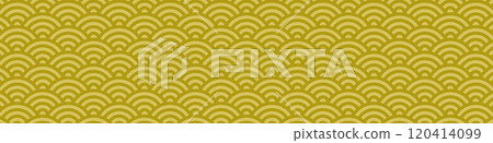 Seigaiha background, horizontal, ochre, gold, simple, Japanese style 120414099