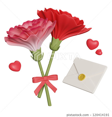 carnation with letter 3D graphic carnation with letter 3D graphic 120414191