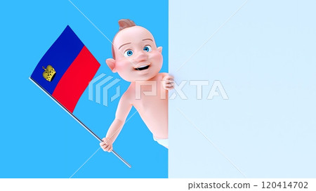 Fun 3D cartoon baby with a flag from lichtenstein (alpha channel included) Fun 3D cartoon baby with a flag from lichtenstein (alpha channel included) 120414702