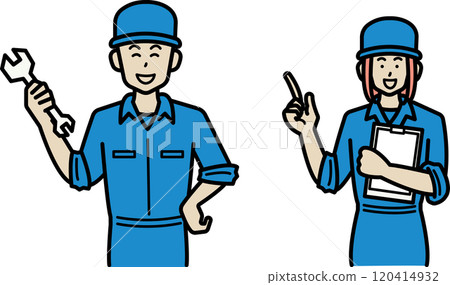 Set of illustration materials of male and female auto mechanics 120414932