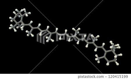 Molecular model of beta-carotene, precursor to vitamin A, 3d illustration Molecular model of beta-carotene, precursor to vitamin A, 3d illustration 120415199