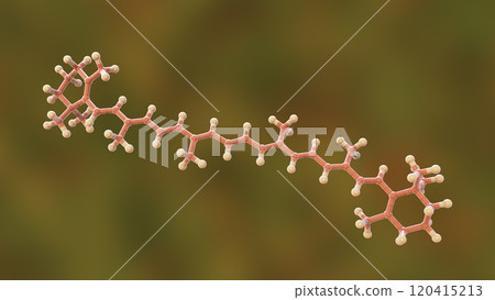 Molecular model of beta-carotene, precursor to vitamin A, 3d illustration Molecular model of beta-carotene, precursor to vitamin A, 3d illustration 120415213