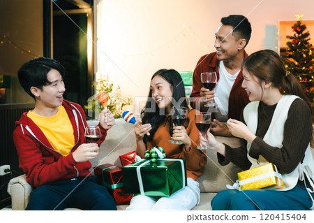 drinks and conversation, social gathering and get together at Merry Christmas young people. drinks and conversation, social gathering and get together at Merry Christmas young people. 120415404