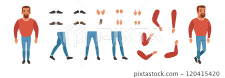 Handsome Man Creation with Body Part and Face Vector Set Handsome Man Creation with Body Part and Face Vector Set 120415420