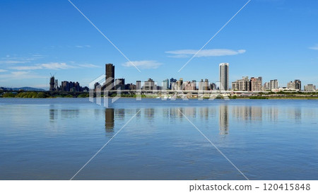 View of Sanchong city in New Taipei City from Dadaocheng Wharf (Datong District, Taipei City, Taiwan) 120415848