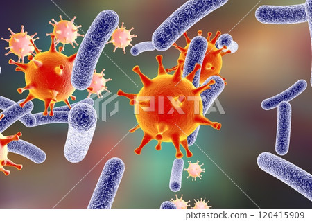 Bacteria and viruses illustration 120415909