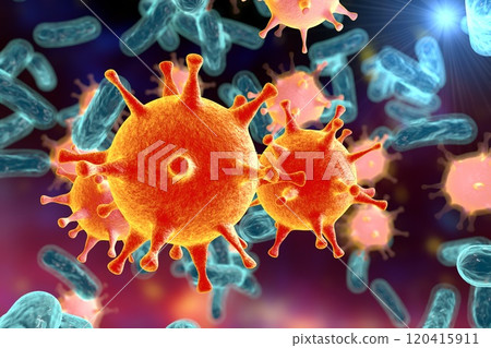 Bacteria and viruses illustration Bacteria and viruses illustration 120415911