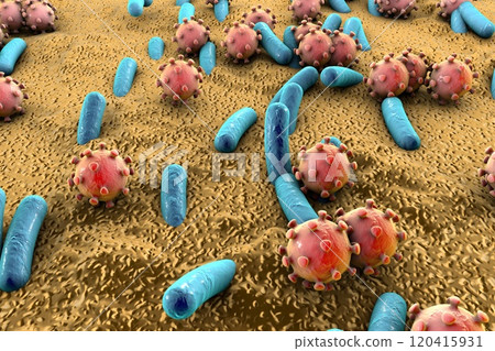 Bacteria and viruses illustration 120415931
