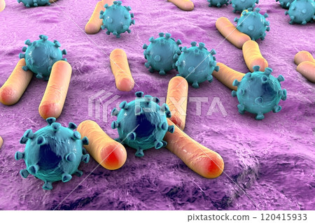 Bacteria and viruses illustration Bacteria and viruses illustration 120415933