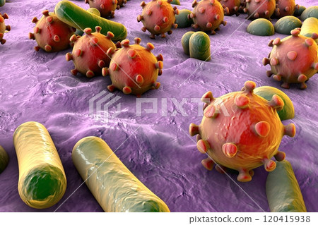 Bacteria and viruses illustration 120415938