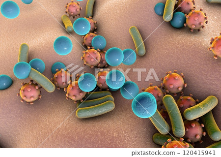 Bacteria and viruses illustration 120415941