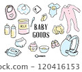 Hand-drawn cute baby goods illustration set 120416153