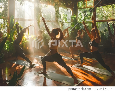 Ethereal Yoga Flow Lithe Ashtanga Practitioners Embrace Nature s Embrace 120416922