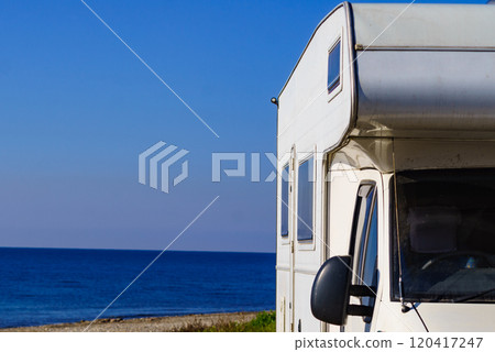 Rv caravan camping on empty beach Rv caravan camping on empty beach 120417247