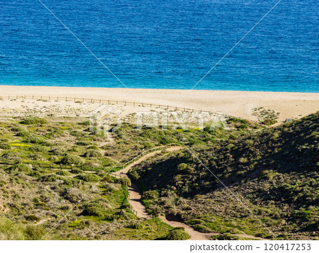 Coast landscape, sandy beach in Spain 120417253