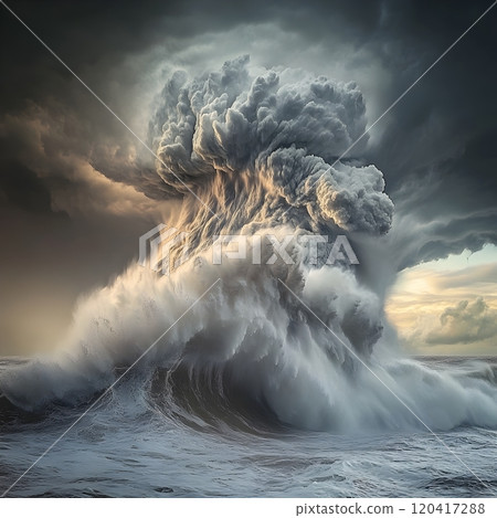 Towering Thunderhead Dominates Turbulent Seascape in Dramatic Long Exposure Towering Thunderhead Dominates Turbulent Seascape in Dramatic Long Exposure 120417288