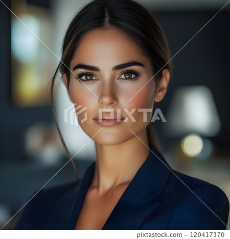 Polished Executive Poised Businesswoman in Stylish Office Portrait Polished Executive Poised Businesswoman in Stylish Office Portrait 120417370