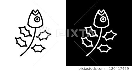 Simple line icon of holly sardine Simple line icon of holly sardine 120417429