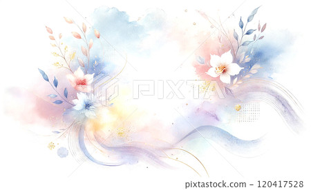 冬季背景材質與柔和的彩色水彩風格雪花和植物 冬季背景材質與柔和的彩色水彩風格雪花和植物 120417528