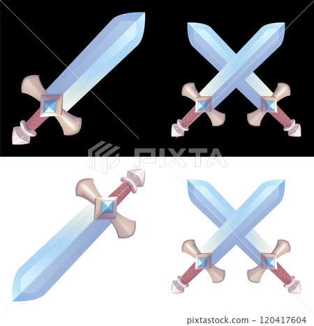 Medieval sword in realistic 3d cartoon style Medieval sword in realistic 3d cartoon style 120417604