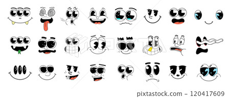 Retro cartoon faces in 30s style. Character faces made in the old school style 120417609