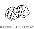 Black and white illustration of two dice in a bold street art style 120417642