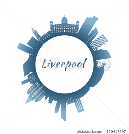 Liverpool skyline with colorful buildings. 120417897