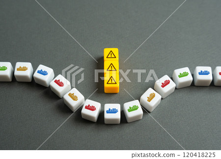 Obstacle to merchant fleets. Embargoes and sanctions. Dangerous waters. Hostilities or pirate threat. Closed navigation area. Trade wars and customs barriers. 120418225