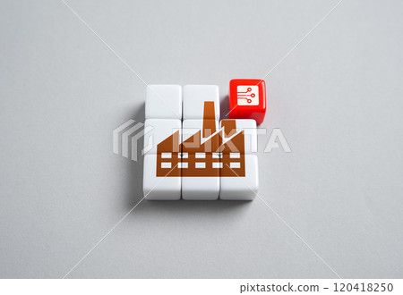 Industrial plant depends on semiconductor components and high-tech solutions. Equipment and spare parts. Automation of production. Sanctions and embargoes. Artificial intelligence. 120418250