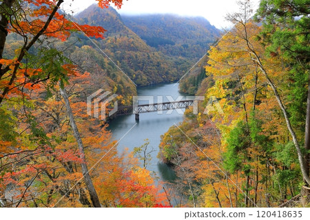 秋葉 只見線第三隻見川大橋/福島縣大沼郡三島町 秋葉 只見線第三隻見川大橋/福島縣大沼郡三島町 120418635