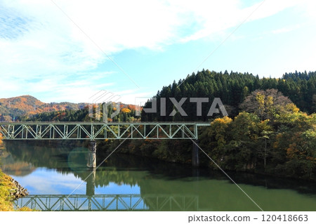 Second Tadami River Bridge Tadami River Autumn leaves 120418663
