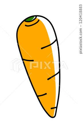 A simple, leafless carrot, painted in solid color A simple, leafless carrot, painted in solid color 120418883