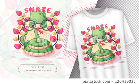 Cartoon character lovely snake with glasses 120419035