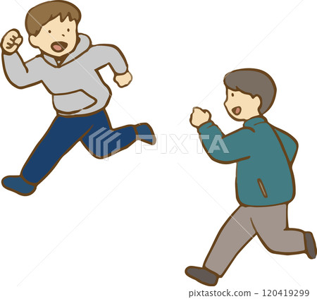 Boys running around at the event 120419299