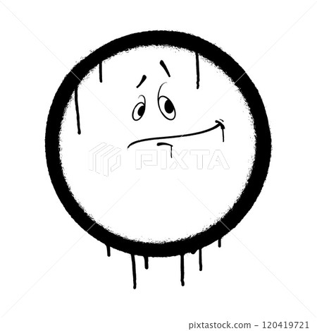 Graffiti emoticon. Smiling face painted with smudges of spray paint. Vector illustration 120419721