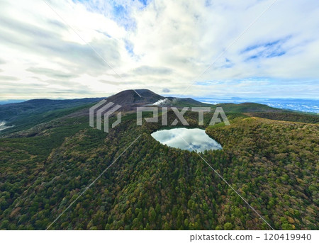 View of the Kirishima Mountains from above Ebino Plateau 120419940