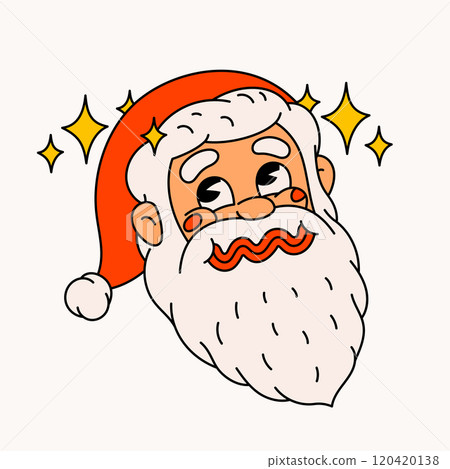 Drunk Santa Claus. Groovy vintage funny Santa character puking or barfing. Ideal for Christmas and New Year sticker designs and decorations, vector illustration. Drunk Santa Claus. Groovy vintage funny Santa character puking or barfing. Ideal for Christmas and New Year sticker designs and decorations, vector illustration. 120420138