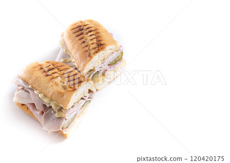 Traditional Cuban sandwich isolated on white background Traditional Cuban sandwich isolated on white background 120420175