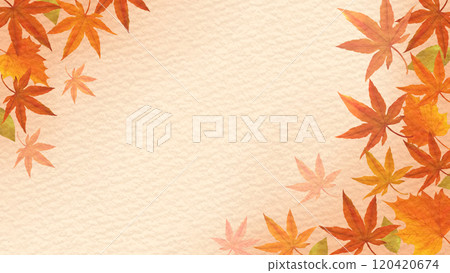 秋天框架背景秋葉日本紙16:9 120420674