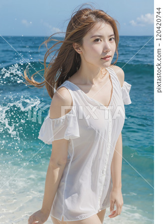 在海灘的女人 在海灘的女人 120420744