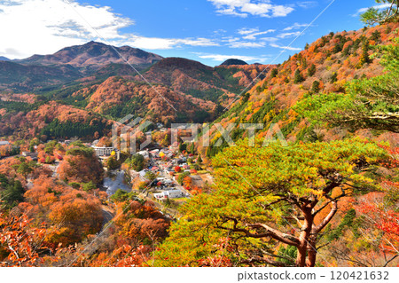 Scenery of Shiobara Onsen dyed in autumn leaves in Nasushiobara City, Tochigi Prefecture Scenery of Shiobara Onsen dyed in autumn leaves in Nasushiobara City, Tochigi Prefecture 120421632