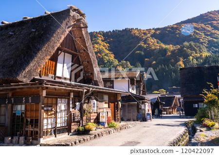 《Gifu Prefecture》 Autumn Shirakawa-go, autumn leaves gassho-zukuri village 《Gifu Prefecture》 Autumn Shirakawa-go, autumn leaves gassho-zukuri village 120422097