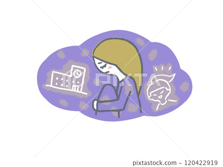 拒絕上學的女孩插畫 120422919