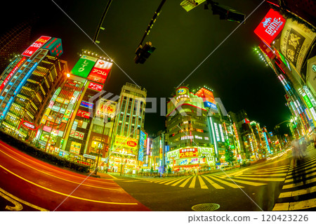 Tokyo night view, Shinjuku Kabukicho, ultra-wide fisheye photography Tokyo night view, Shinjuku Kabukicho, ultra-wide fisheye photography 120423226