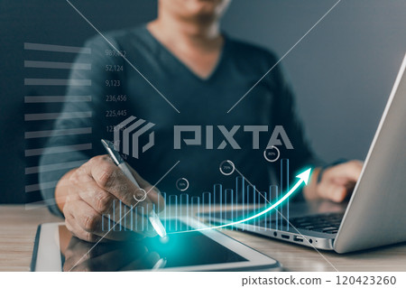 man draw graphs and progress of business and analyze financial,and investment.Use technology to plan strategy to success goals and growth stock.online business,e-commerce,online marketing. man draw graphs and progress of business and analyze financial,and investment.Use technology to plan strategy to success goals and growth stock.online business,e-commerce,online marketing. 120423260