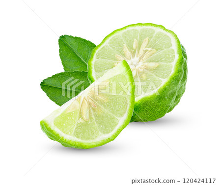 Fresh kaffir lime on white background 120424117