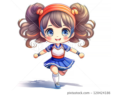 穿著啦啦隊服裝的女孩赤壁人物形像素材 120424186